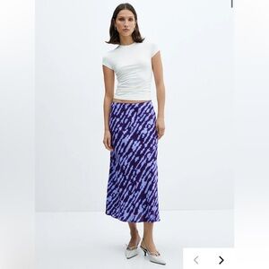 Blue Printed Midi Skirt